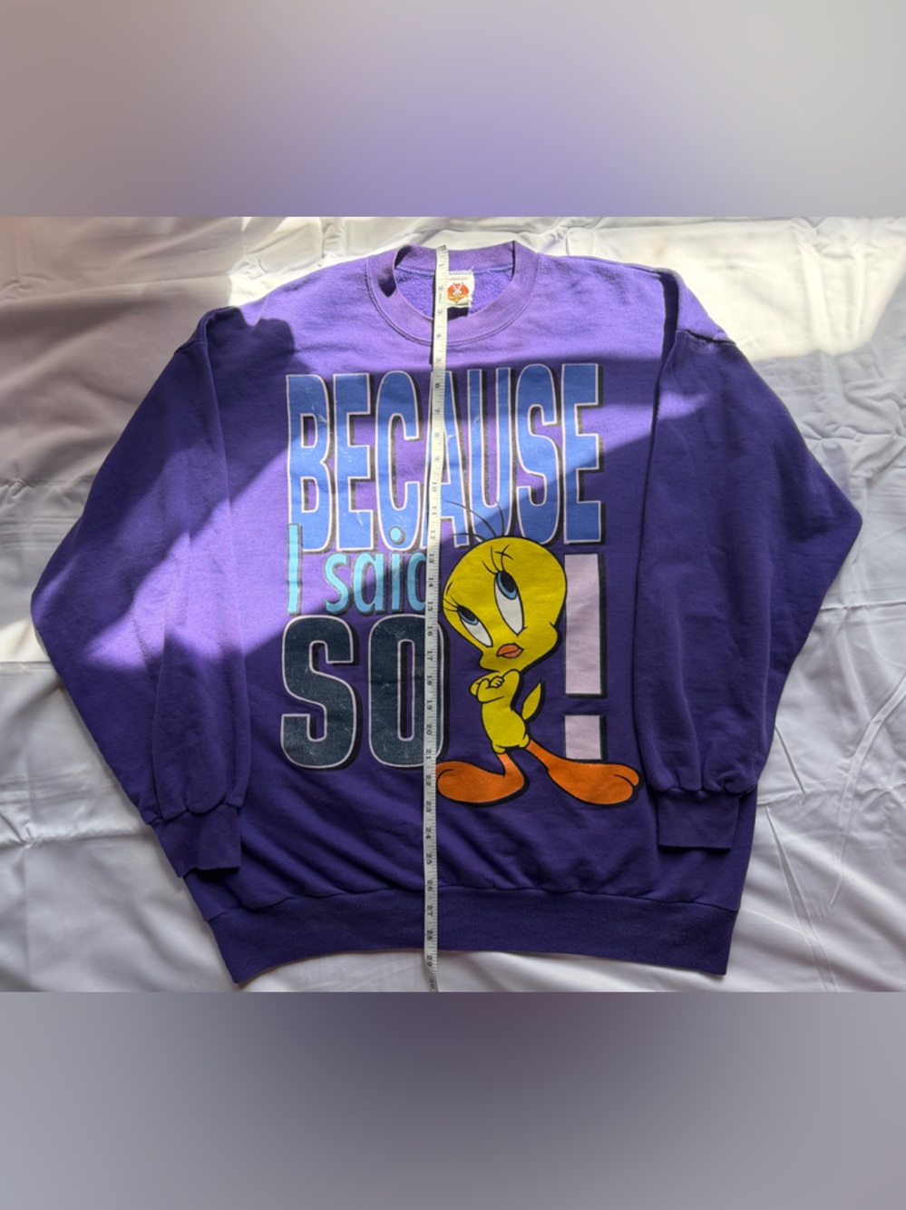 Vintage 90s Warner Bros. Purple Looney Tunes Bugs Bunny Tag Sweatshirt